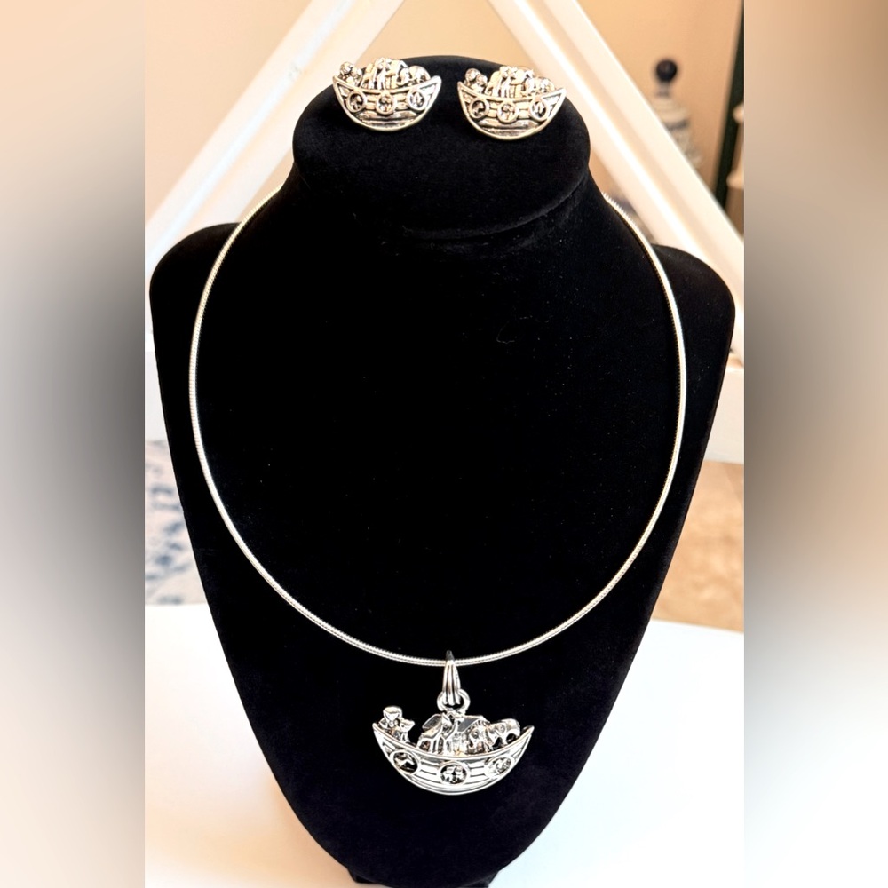 Vintage Noah’s Ark Silver Necklace and Earrings